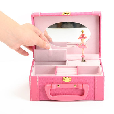 Decopatent Sieradendoos / Muziekdoos met Muziek en Dansende Ballet Ballerina voor Meisjes - Sieradendoos voor Kinderen - Sieradenkistje meisje - Sieradenbox - Muziekdoos - Juwelendoos - Sieradendoosje met Dansende Ballerina - Roze - Decopatent®