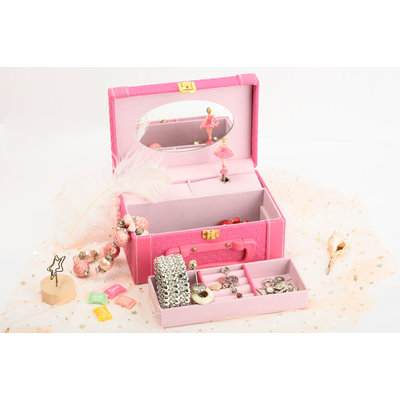 Decopatent Sieradendoos / Muziekdoos met Muziek en Dansende Ballet Ballerina voor Meisjes - Sieradendoos voor Kinderen - Sieradenkistje meisje - Sieradenbox - Muziekdoos - Juwelendoos - Sieradendoosje met Dansende Ballerina - Roze - Decopatent®