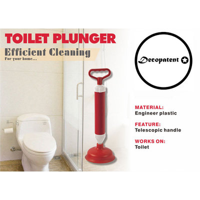 Decopatent Ontstoppingspomp - Gootsteen Afvoer ontstoppings Pomp met zuignap voor Gootsteen / Toilet / Wc / Badkuip / Douche / Wasbak etc - Gootsteenontstopper - Plopper Ontstopper zuignap met krachtige pomp en zuig functie - Afvoer ontstopper - Decopatent®