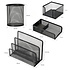 Decopatent 4 Delige Complete Bureau Organizer Set - Mesh bureau organizer - Pennenbakje van metaal / gaas - Brievenbak  - Memobox - Paperclip houder - Brief houder - Buro pennenhouder - Kleur: Zwart – Decopatent®