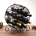Decopatent Staand Rond Wijnrek van Metaal met Wijn Bladeren - Flessenrek voor 7 wijnflessen - Stapelbaar Wijnrek voor wijn flessen - Wijnrekje - Metalen Wijnrekken - Afm. 31.5 x 15.5 x 35.5 Cm - Decopatent®