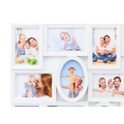 Decopatent XL Fotolijst collage voor 24 Foto's 15 x 10 & 10 x 15 Cm - Fotolijsten Collage foto formaat 12x 15x10 Cm & 12x 10x15 Cm - Fotogalerij fotocollage - Fotolijstje met 24 fotokaders - Fotokader - Afm: 86.5 x 58 Cm - WIT - Decopatent®