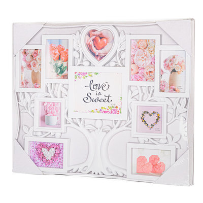 Decopatent Fotolijst collage voor 10 Foto's van verschillende maten - Fotolijsten Collage Geschikt voor foto formaat 10x10 / 15x10 / 13x13 / 10x10 / 20x15 Cm - Fotogalerij Collagelijst - Fotolijstje met 10 fotokaders - Fotokader - Family Tree - WIT - Decopatent®