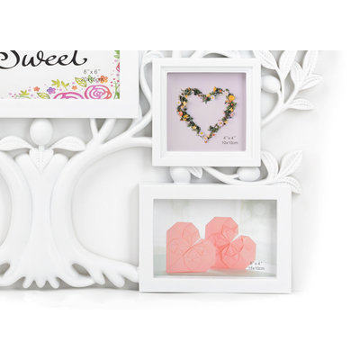 Decopatent Fotolijst collage voor 10 Foto's van verschillende maten - Fotolijsten Collage Geschikt voor foto formaat 10x10 / 15x10 / 13x13 / 10x10 / 20x15 Cm - Fotogalerij Collagelijst - Fotolijstje met 10 fotokaders - Fotokader - Family Tree - WIT - Decopatent®