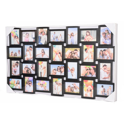 Decopatent XL Fotolijst collage voor 28 Foto's van 10 x 15 & 15 x 10 Cm - Fotolijsten Collage voor foto formaat 14x 10x15 Cm & 14x 15x10 Cm - Fotogalerij fotocollage - Fotolijstje met 28 fotokaders - Fotokader - Afm: 103.5 x 60.5 Cm - Zwart - Decopatent®