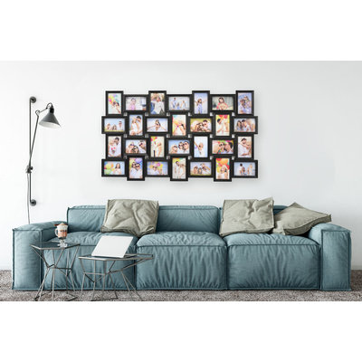 Decopatent XL Fotolijst collage voor 28 Foto's van 10 x 15 & 15 x 10 Cm - Fotolijsten Collage voor foto formaat 14x 10x15 Cm & 14x 15x10 Cm - Fotogalerij fotocollage - Fotolijstje met 28 fotokaders - Fotokader - Afm: 103.5 x 60.5 Cm - Zwart - Decopatent®