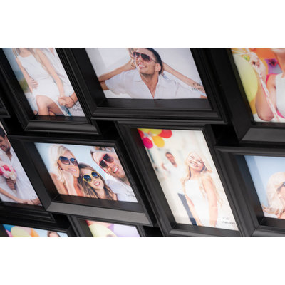 Decopatent XL Fotolijst collage voor 28 Foto's van 10 x 15 & 15 x 10 Cm - Fotolijsten Collage voor foto formaat 14x 10x15 Cm & 14x 15x10 Cm - Fotogalerij fotocollage - Fotolijstje met 28 fotokaders - Fotokader - Afm: 103.5 x 60.5 Cm - Zwart - Decopatent®