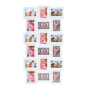 Decopatent XL Fotolijst collage voor 18 Foto's van 10 x 15 & 15 x 10 Cm - Fotolijsten Collage voor foto formaat 9x 10x15 Cm & 9x 15x10 Cm - Fotogalerij fotocollage - Fotolijstje met 18 fotokaders - Fotokader - Afm: 52.5 x 102.5 Cm - WIT - Decopatent®