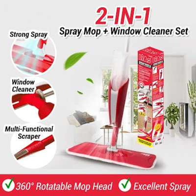 Decopatent 2-in-1 Vloerwissers dweilsysteem met Spray functie - Mop voor dweilen van Laminaat / Tegels / Hout / Marmer etc - Mop Dweil set voor Woonkamer / Keuken / Badkamer - Vloerwisser spray en steel - Spraymop mopset - Dweil - Decopatent®