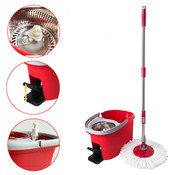 Decopatent Vloermopsysteem met emmer en pendaal - Mop set voor schoonmaken van vloer - Mop dweil met Dweilemmer - Spinmop Disc Dweilset - Vloermop met lange steel voor dweilen van vloeren - Decopatent®