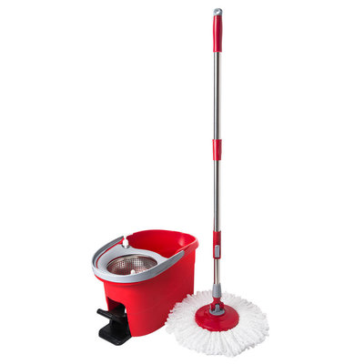 Decopatent Vloermopsysteem met emmer en pendaal - Mop set voor schoonmaken van vloer - Mop dweil met Dweilemmer - Spinmop Disc Dweilset - Vloermop met lange steel voor dweilen van vloeren - Decopatent®