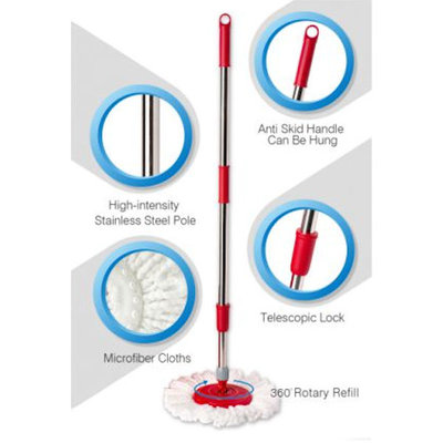 Decopatent Vloermopsysteem met emmer en pendaal - Mop set voor schoonmaken van vloer - Mop dweil met Dweilemmer - Spinmop Disc Dweilset - Vloermop met lange steel voor dweilen van vloeren - Decopatent®