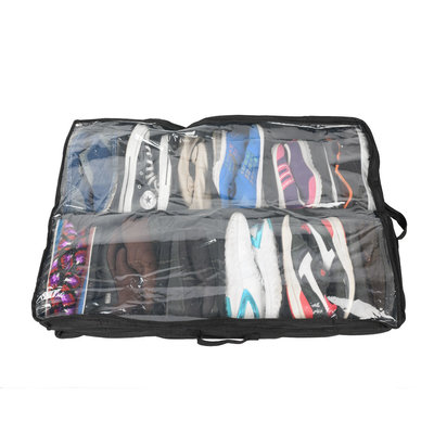 Decopatent Schoenen organizer opberg tas voor 12 Paar Schoenen - Schoenen opberg systeem - Schoenen opbergen onder bed of kast - Opbergbox - Schoenenopberger - Opberglade schoenen opbergsysteem - Schoenenzak met rits - Kleur: ZWART -  Decopatent®