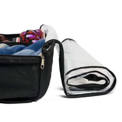 Decopatent Schoenen organizer opberg tas voor 12 Paar Schoenen - Schoenen opberg systeem - Schoenen opbergen onder bed of kast - Opbergbox - Schoenenopberger - Opberglade schoenen opbergsysteem - Schoenenzak met rits - Kleur: ZWART -  Decopatent®