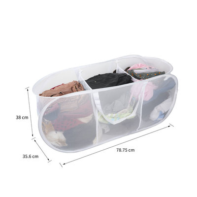 Decopatent Opvouwbare Wasssorteerder / Wasmand met 3 vakken - Waszak / Wasbox wassorteerder - Wasmand Opklapbaar voor wasgoed - Wasmanden Opvouwbaar - Kleur: Wit - Decopatent®