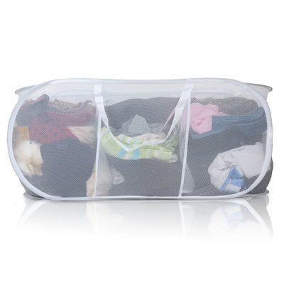 Decopatent Opvouwbare Wasssorteerder / Wasmand met 3 vakken - Waszak / Wasbox wassorteerder - Wasmand Opklapbaar voor wasgoed - Wasmanden Opvouwbaar - Kleur: Wit - Decopatent®