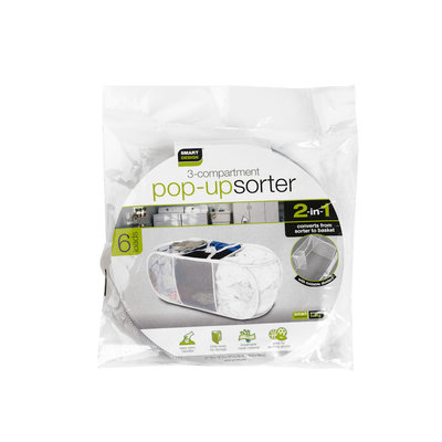 Decopatent Opvouwbare Wasssorteerder / Wasmand met 3 vakken - Waszak / Wasbox wassorteerder - Wasmand Opklapbaar voor wasgoed - Wasmanden Opvouwbaar - Kleur: Wit - Decopatent®