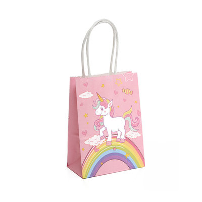 Decopatent 12 STUKS MIX Unicorns / Eenhoorn Traktatie Uitdeel papieren zakjes met handvat - Uitdeelzakjes Unicorn - Gift bags - Cadeauzakjes - Papieren tasjes - Papieren Draagtas - Jongens & Meisjes - Kinderfeestje - Afm. 11 x 6 x 15 Cm. - Decopatent®