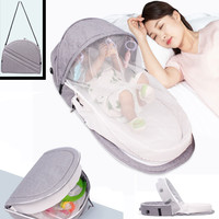 Decopatent Baby Reisbed - Opvouwbaar Reisbedje voor Baby’s & Kleuters - Reiswieg voor uw Kind - Multifunctioneel Travel Reisbed - Camping Babybedje - Reistas tijdens uw Vlieg- of Autoreis - Vliegtuigbedje - Babynestje - Kleur: Grijs - Decopatent®