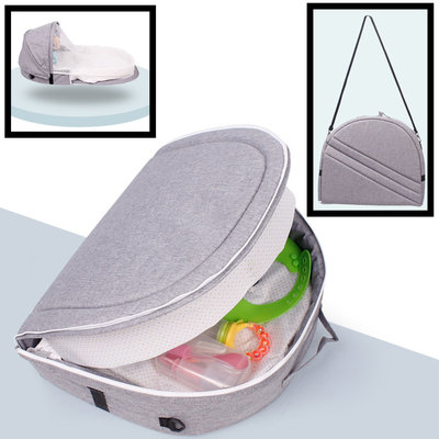 Decopatent Baby Reisbed - Opvouwbaar Reisbedje voor Baby’s & Kleuters - Reiswieg voor uw Kind - Multifunctioneel Travel Reisbed - Camping Babybedje - Reistas tijdens uw Vlieg- of Autoreis - Vliegtuigbedje - Babynestje - Kleur: Grijs - Decopatent®