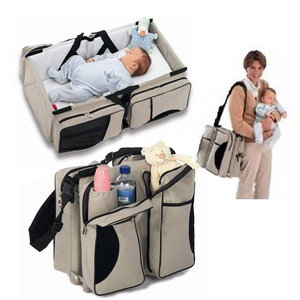 Decopatent Baby Reisbed & Baby Luiertas in 1 - Reisbedje voor Baby’s & Kleuters - Reiswieg voor uw Kind - Multifunctioneel Travel Reisbed - Camping Babybedje - Reistas tijdens uw Vlieg- of Autoreis - Vliegtuigbedje - Babynestje - Kleur: Creme - Decopatent®