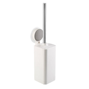 Decopatent WC borstel met houder hangend - Toiletborstel in houder met zuignap - Toiletborstelhouder voor aan de wand - Hygiënische WC borstel vrijstaand - toiletset - Toilet / WC borstel en houder - WIT/GRIJS - Decopatent®