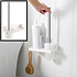 Decopatent WC borstel met houder hangend met Legplankje - Toiletborstel in houder met plakstrip - Toiletborstelhouder voor aan de wand - Hygiënische WC borstel vrijstaand - toiletset - Toilet / WC borstel en houder - WIT - Decopatent®
