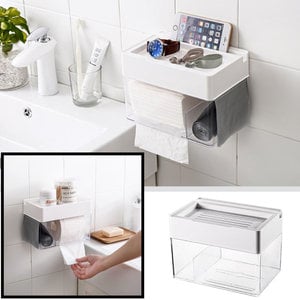 Decopatent Hangende Toiletrolhouder / Tissuehouder met Leg plankje en GSM sleuf - Voor Wc Rollen wc papier - Tissue's -Toiletrolhouder Toiletpapier houder – Wc papier houder Hangend – Wc Rolhouder & Toilet papier rol houder - Decopatent®