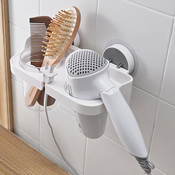 Decopatent Hangende Föhnhouder met zuignap zonder te boren - Haardrogerhouder - Fohnhouders - Vrijstaand ophangrek voor föhn - Fohn haardroger houder voor badkamer - Fohn ophangen - Organizer voor fohn/kammen & Borstels - WIT - Decopatent®