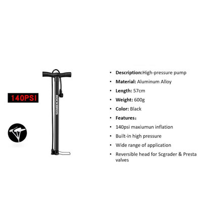 Decopatent High Pressure PRO Fietspomp 140 Psi met Slang - AV & FV Ventiel - Fietspomp Voor Ventielen - Bike Pump - Staande Voet Pomp - Fiets Luchtpomp - Fietspompen voor Racefiets, Fiets, Mtb etc - Decopatent®