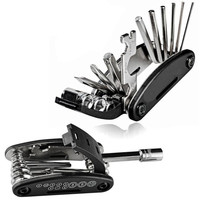 Decopatent Multitool Fiets reparatie toolkit 12-delig -  Voor Racefiets / Toerfiets / Mtb / Mountainbike - Vouwgereedschap fiets - Multifunctionele Fiets Reparatieset - Zakgereedschap Multi tool - Pocket tool fiets - Fiets montage - Decopatent®