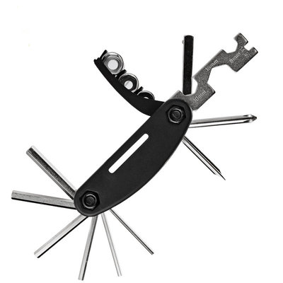 Decopatent Multitool Fiets reparatie toolkit 12-delig -  Voor Racefiets / Toerfiets / Mtb / Mountainbike - Vouwgereedschap fiets - Multifunctionele Fiets Reparatieset - Zakgereedschap Multi tool - Pocket tool fiets - Fiets montage - Decopatent®