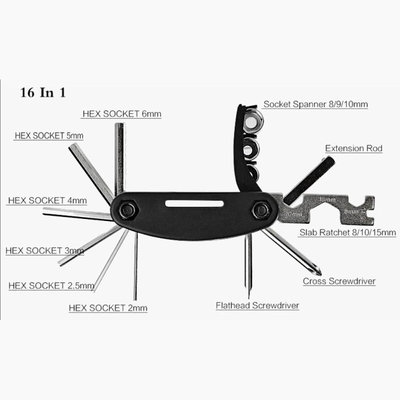 Decopatent Multitool Fiets reparatie toolkit 12-delig -  Voor Racefiets / Toerfiets / Mtb / Mountainbike - Vouwgereedschap fiets - Multifunctionele Fiets Reparatieset - Zakgereedschap Multi tool - Pocket tool fiets - Fiets montage - Decopatent®