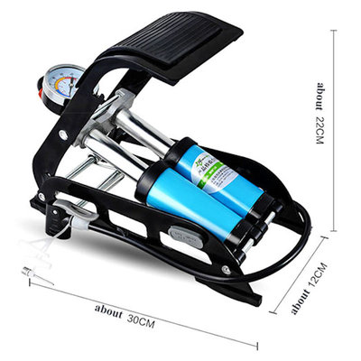 Decopatent PRO Luxe Voetpomp - Voetpomp met Dubbele Cilinder en Manometer - Voet pomp met drukmeter voor het opblazen van Auto Autobanden / Fietsenbanden / Motor band / Voetballen / Luchtbed - Fietspomp - 10 bar/160 Psi - Decopatent®