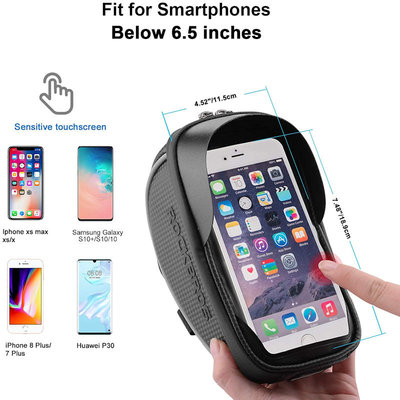 Decopatent PRO Waterdichte fiets stuurtas met Telefoonhouder en opbergvak - Fiets stuur smartphone tas - Telefoonhouder Fiets Waterdicht - Mobielhouder fiets - Fietstas telefoon - iPhone X/7/ 8 - Samsung Galaxy S10 etc. - Universeel tot 6.5 inch - Decopatent®