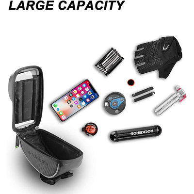 Decopatent PRO Waterdichte fiets stuurtas met Telefoonhouder en opbergvak - Fiets stuur smartphone tas - Telefoonhouder Fiets Waterdicht - Mobielhouder fiets - Fietstas telefoon - iPhone X/7/ 8 - Samsung Galaxy S10 etc. - Universeel tot 6.5 inch - Decopatent®