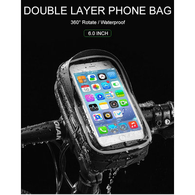 Decopatent PRO 360 Graden Draaibare Waterdichte Fiets stuurtas + Telefoonhouder en opbergvak - Fiets stuur tas - Telefoonhouder Fiets Waterdicht - Mobielhouder fiets - Fietstas telefoon - iPhone X/7/8 - Samsung Galaxy etc. - Universeel tot 6 inch - Decopatent®