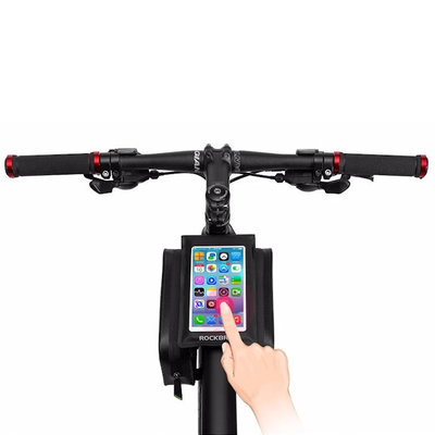 Decopatent PRO Fiets frametas met Telefoonhouder - Waterbestendige Dubbele Fietstassen afneembare Touchscreen telefoon houder - Frametas Racefiets/Fiets/Koersfiets/Mountainbike/MTB fietsen - Regenbestendige Fiets Frametas - 6.0 Inch Gsm's - Zwart - Decopatent®