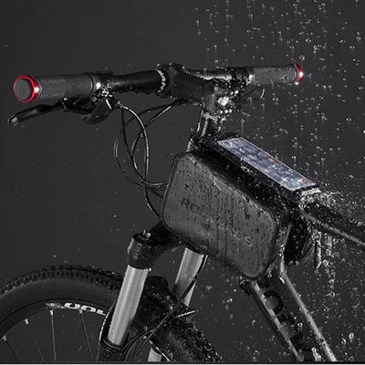 Decopatent PRO Fiets frametas met Telefoonhouder - Waterbestendige Dubbele Fietstassen afneembare Touchscreen telefoon houder - Frametas Racefiets/Fiets/Koersfiets/Mountainbike/MTB fietsen - Regenbestendige Fiets Frametas - 6.0 Inch Gsm's - Zwart - Decopatent®