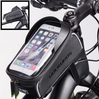 Decopatent PRO Waterdichte fiets Frametas met Telefoonhouder en opbergvak - Fiets frame smartphone tas - Telefoonhouder Fiets Waterdicht - Mobielhouder fiets - Fietstas telefoon - iPhone X/7/8 - Samsung Galaxy etc. - Universeel tot 6 inch - Decopatent®