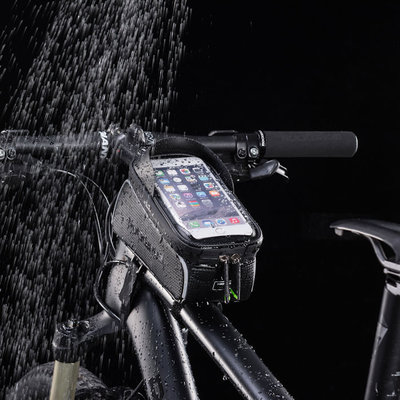 Decopatent PRO Waterdichte fiets Frametas met Telefoonhouder en opbergvak - Fiets frame smartphone tas - Telefoonhouder Fiets Waterdicht - Mobielhouder fiets - Fietstas telefoon - iPhone X/7/8 - Samsung Galaxy etc. - Universeel tot 6 inch - Decopatent®