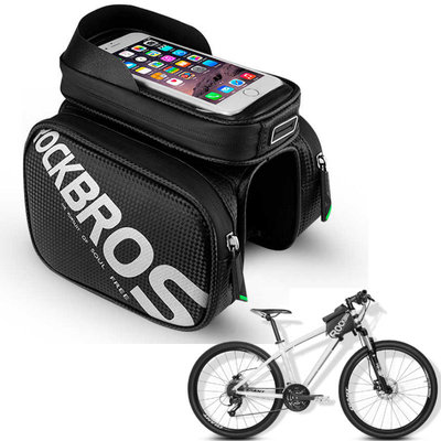 Decopatent PRO Fiets frametas met Telefoonhouder - Waterbestendige Dubbele Fietstassen afneembare Touchscreen telefoon houder - Frametas Racefiets/Fiets/Koersfiets/Mountainbike/MTB fietsen - Regenbestendige Fiets Frametas - 5.8 Inch Gsm's - Zwart - Decopatent®