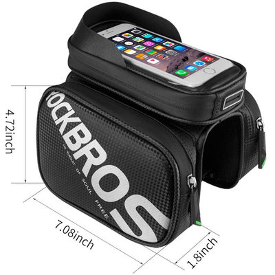 Decopatent PRO Fiets frametas met Telefoonhouder - Waterbestendige Dubbele Fietstassen afneembare Touchscreen telefoon houder - Frametas Racefiets/Fiets/Koersfiets/Mountainbike/MTB fietsen - Regenbestendige Fiets Frametas - 5.8 Inch Gsm's - Zwart - Decopatent®