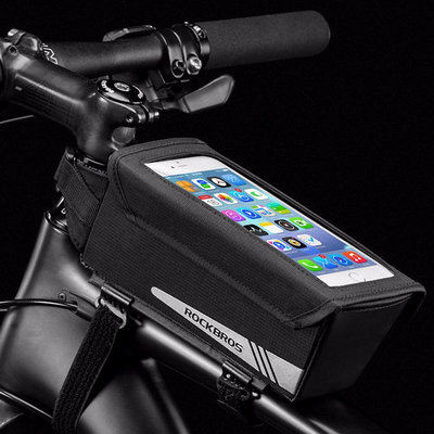 Decopatent PRO Fiets frametas met Telefoonhouder - Waterbestendige Fietstas voor Touchscreen telefoon houder - Frametas Racefiets/Fiets/Koersfiets/Mountainbike/MTB fietsen - Regenbestendige Fiets Frametas - 6.2 Inch Gsm's - Zwart - Decopatent®