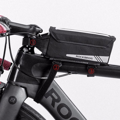 Decopatent PRO Fiets frametas met Telefoonhouder - Waterbestendige Fietstas voor Touchscreen telefoon houder - Frametas Racefiets/Fiets/Koersfiets/Mountainbike/MTB fietsen - Regenbestendige Fiets Frametas - 6.2 Inch Gsm's - Zwart - Decopatent®