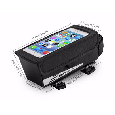 Decopatent PRO Fiets frametas met Telefoonhouder - Waterbestendige Fietstas voor Touchscreen telefoon houder - Frametas Racefiets/Fiets/Koersfiets/Mountainbike/MTB fietsen - Regenbestendige Fiets Frametas - 6.2 Inch Gsm's - Zwart - Decopatent®