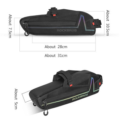 Decopatent PRO Fiets frametas voor onder het fietsframe - Waterbestendige frame Fietstas - Frametas Racefiets / Fiets / Koersfiets / Mountainbike / MTB fietsen / Electrische fiets / E-Bike- Regenbestendige Fiets Frametas - Zwart - Decopatent®