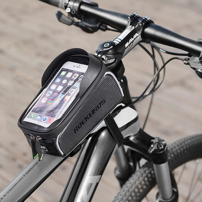 Decopatent PRO Waterdichte fiets Frametas met Telefoonhouder en opbergvak - Fiets frame smartphone tas - Telefoonhouder Fiets Waterdicht - Mobielhouder fiets - Fietstas telefoon - iPhone X/7/8 - Samsung Galaxy etc. - Universeel tot 6.5 inch - Decopatent®