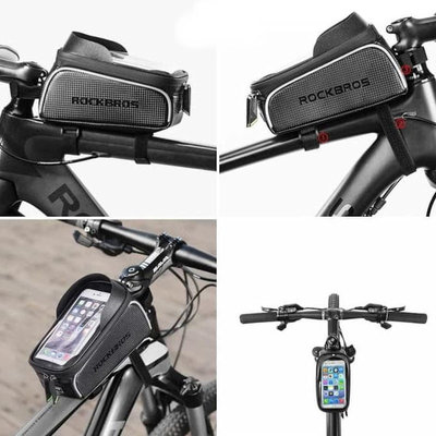 Decopatent PRO Waterdichte fiets Frametas met Telefoonhouder en opbergvak - Fiets frame smartphone tas - Telefoonhouder Fiets Waterdicht - Mobielhouder fiets - Fietstas telefoon - iPhone X/7/8 - Samsung Galaxy etc. - Universeel tot 6.5 inch - Decopatent®