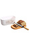 Kesper Melamine Ovale 2 in 1 Broodtrommel met Bamboe Snijplank | Brood Bewaar doos met hoge kwaliteit Bamboe snij plank | Met Bamboe Deksel, te gebruiken als brood snijplank | Afm. 34 x 20 x 14.5 Cm. | Kleur Brood trommel: Naturel Wit